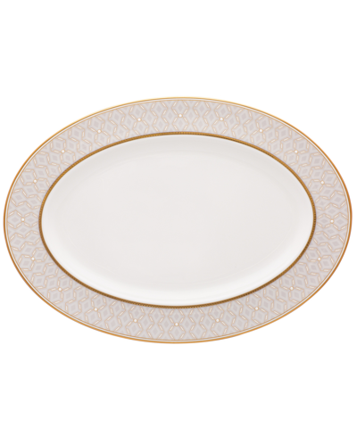 Shop Noritake Noble Pearl Oval Platter, 14" In White And Gold