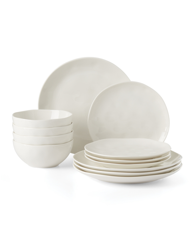 Lenox Bay Colors Solid 12 Piece Dinnerware Set, Service For 4 In White