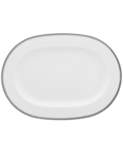 Shop Noritake Whiteridge Platinum Oval Platter, 14" In White And Platinum