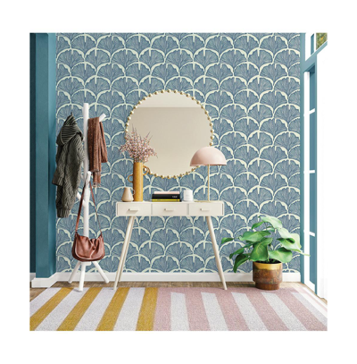 Shop Tempaper Feather Palm Peel And Stick Wallpaper In Blue