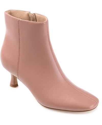 Shop Journee Collection Women's Kelssa Square Toe Kitten Heel Dress Booties In Blush