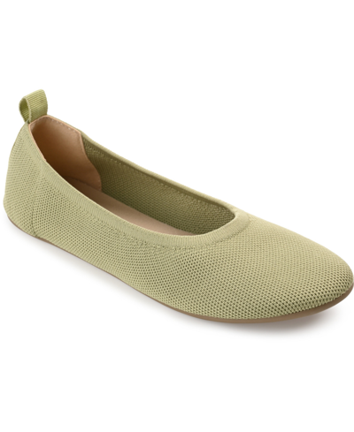 Shop Journee Collection Women's Jersie Knit Flats In Olive