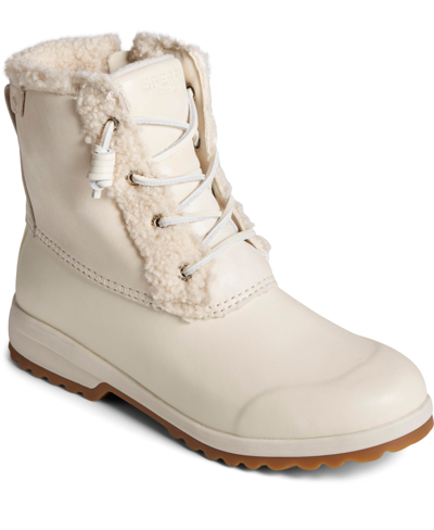 Shop Sperry Women's Maritime Repel Teddy Boots In Ivory
