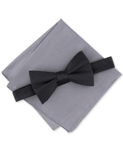 Shop Alfani Men's 2-pc. Bow Tie & Pocket Square Set, Created For Macy's In Black