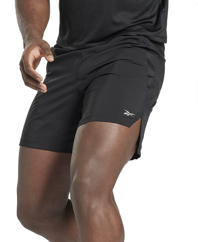 Shop Reebok Men's Running Speedwick Reflective Drawstring Shorts In Black