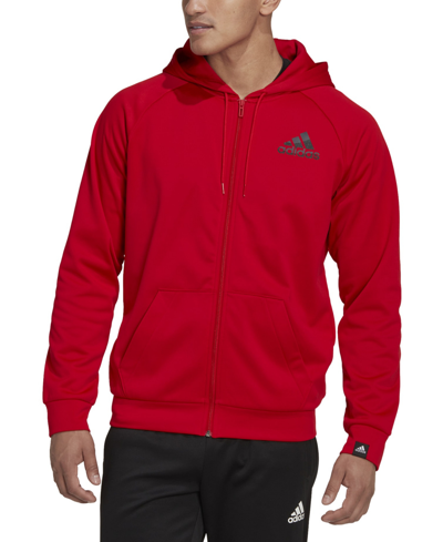 Shop Adidas Originals Adidas Men's Game And Go Performance Fleece Logo Hoodie In Red