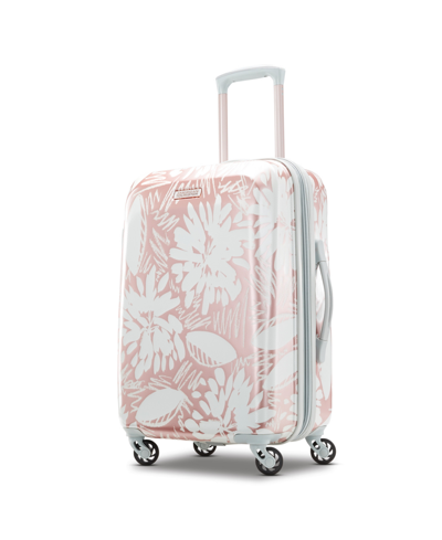 Shop American Tourister Moonlight 21" Hardside Expandable Carry-on Spinner Suitcase In Ascending Garden Rose Gold-tone