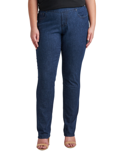 Shop Jag Plus Size Peri Mid Rise Straight Leg Pull-on Jeans In Ink