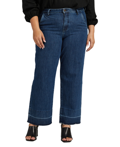 Shop Jag Plus Size Sophia Mid Rise Wide Leg Jeans In Berry Blue