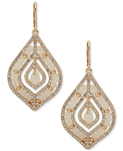 Shop Lonna & Lilly Gold-tone Pave & Bead Multi-row Chandelier Earrings In White