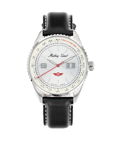 Shop Mathey-tissot Men's Atlas Collection Three Hand Date Black Genuine Leather Strap Watch, 43mm