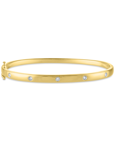 Shop Macy's Diamond Dot Station Bracelet (1/10 Ct. T.w.) In 14k Gold-plated Sterling Silver