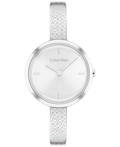Shop Calvin Klein Women's Silver-tone Stainless Steel Bangle Bracelet Watch 30mm
