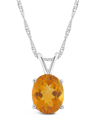 Shop Macy's Citrine (2-1/2 Ct. T.w.) Pendant Necklace In 14k White Gold