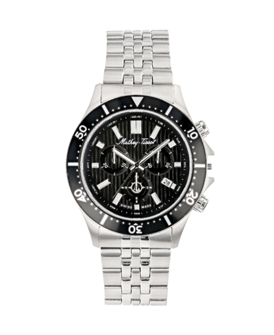 Shop Mathey-tissot Men's Expedition Chronograph Collection Stainless Steel Bracelet Watch, 43mm In Silver