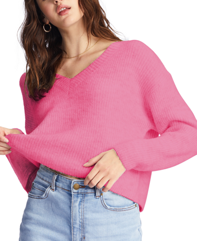 Shop Billabong Juniors' Nowhere Else V-neck Long-sleeve Sweater In Pink Skies