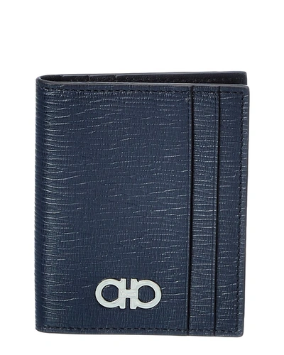Shop Ferragamo Salvatore  Gancini Leather Card Case In Blue
