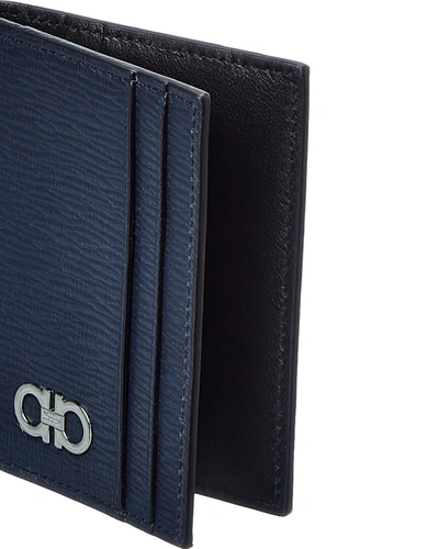 Shop Ferragamo Salvatore  Gancini Leather Card Case In Blue