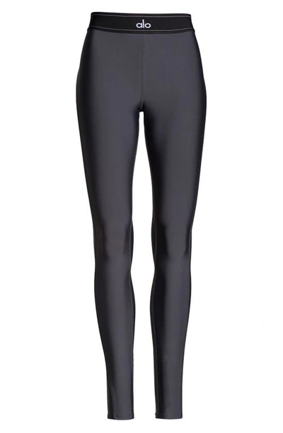 Shop Alo Yoga Suit Up High Waist Leggings In Anthracite/ Black