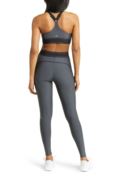 Shop Alo Yoga Suit Up High Waist Leggings In Anthracite/ Black