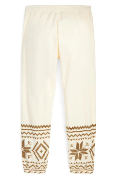 Shop Polo Ralph Lauren Nordic Border Polar Fleece Drawstring Sweatpants In Guide Cream