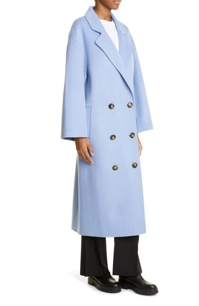 Shop Loulou Studio Double Breasted Wool & Cashmere Coat In Sky