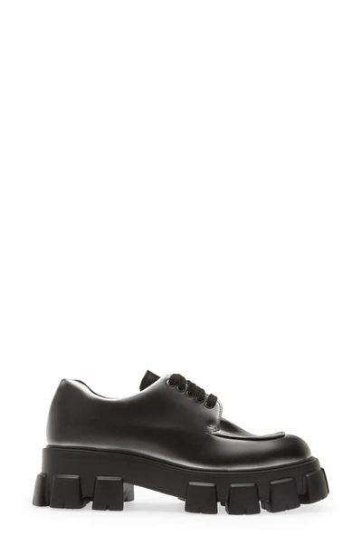 Prada Men's Monolith Lug-sole Leather Derby Shoes In Nero | ModeSens