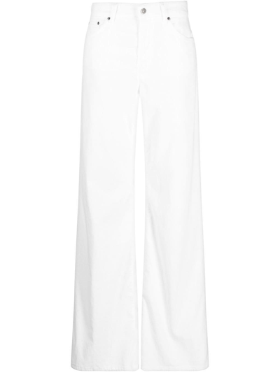 Dondup Monroe Stretch Cotton Jeans In Bianco