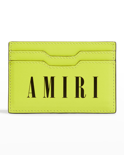Shop Amiri Men's Leather Logo Card Holder In Neon