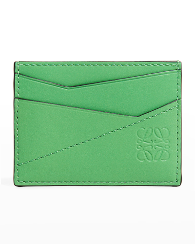 Shop Loewe Men's Puzzle Stitched Leather Card Case In Apple Green
