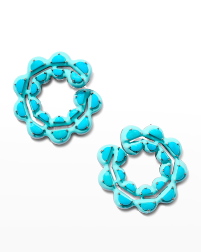 Shop Nakard Caterpillar Bypass Hoop Earrings In Turquoise