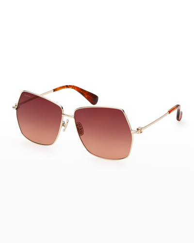 Shop Max Mara Jewel Square Metal Sunglasses In Brown