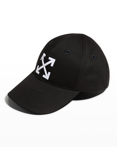 Shop Off-white Arrow Cotton Baseball Cap In Black / White