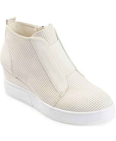 Shop Journee Collection Women's Clara Wedge Sneakers In Bone