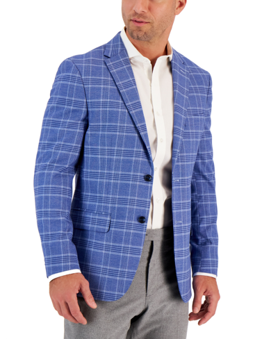 Shop Tommy Hilfiger Men's Check Modern-fit Sport Coat In Light Blue