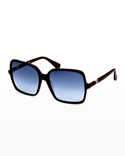 Shop Max Mara Emme Square Acetate Sunglasses In Blue