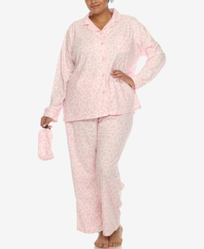 Shop White Mark Plus Size Pajama Set, 3-piece In Pink