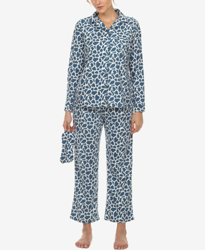 Shop White Mark Women's Pajama Set, 3-piece In Blue