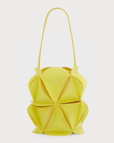 Shop Coperni Origami Leather Bucket Bag In Yellow