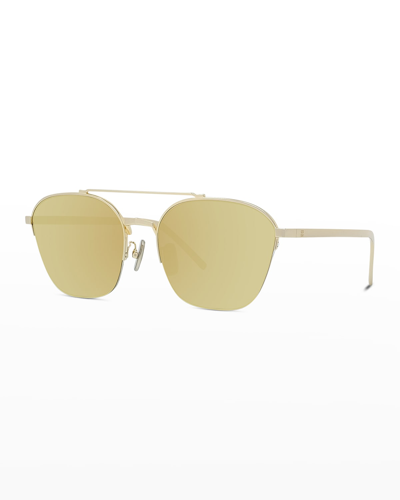 Shop Givenchy Semi-rimless Oval Metal Sunglasses In Golden Brown