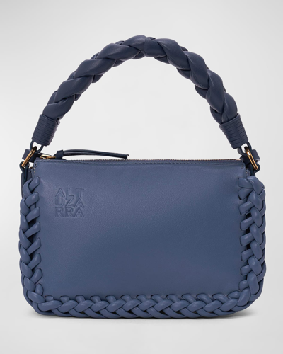 Shop Altuzarra Small Braided Suede Shoulder Bag In Blue Multi