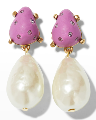 Shop Oscar De La Renta Candy Pearly-drop Earrings In Lilac