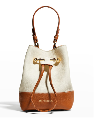 Strathberry Lana Osette Bicolor Leather Crossbody Bucket Bag In Vanilla ...