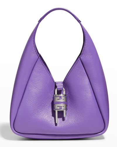Shop Givenchy Mini Padlock Hobo Bag In Calf Leather In Ultraviolet