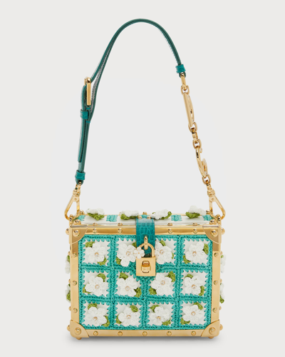 Shop Dolce & Gabbana Studded Flower Box Shoulder Bag In Bianco/multi