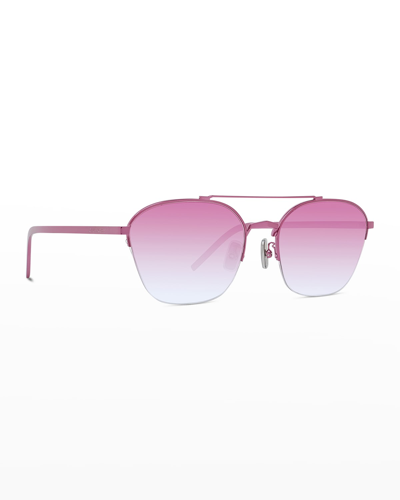 Shop Givenchy Semi-rimless Oval Metal Sunglasses In Pink