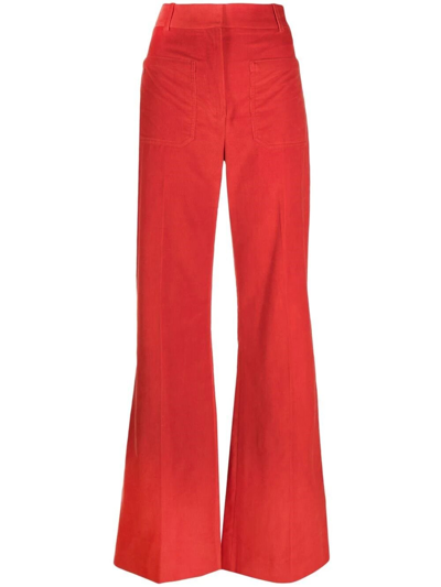 Shop Victoria Beckham Velvet Trousers In Arancione