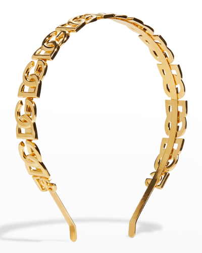 Shop Dolce & Gabbana Dg Logo Embellished Headband In Oro