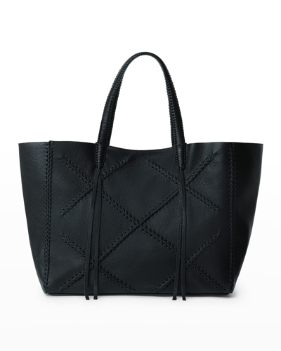 Shop Callista Crisscross Grain Leather Tote Bag In Black