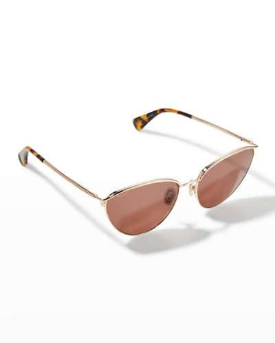 Shop Max Mara Cat-eye Metal Sunglasses In Brown